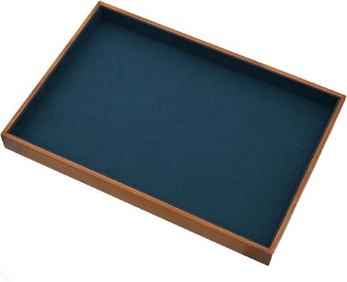 Large Solid Wood Jewelry Watch Tray, Velvet Jewelry Board Display Trays for Key Wallet Ring，Stackable Wooden Jewelry Drawer Organizer Showcase Jewelry Holder(Royal Blue) in Saudi Arabia