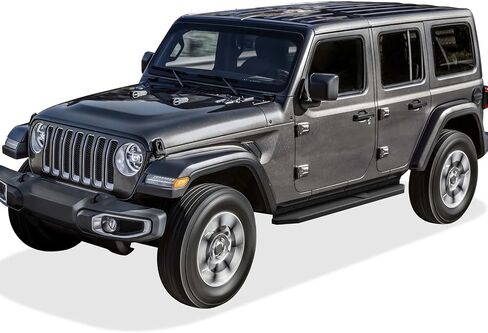 APS 6in (Black Stainless Steel Flat Style) Running Boards Nerf Bars Side Step Compatible with Jeep Wrangler JL 2018-2026 4-Door (Include 21-26 4xe) (Factory sidesteps or rock rails have to be removed) in Saudi Arabia