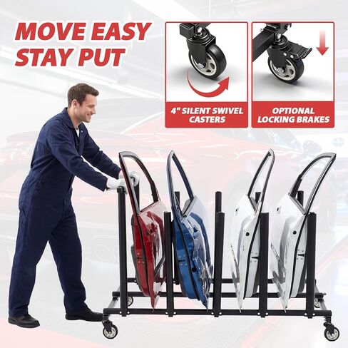 عربة تخزين باب السيارة من BBTO، حامل دعامة لباب السيارة بأربعة عجلات مع عجلات قفل، وبطانة إسفنجية واقية ومنطقة مخصصة، وعربة متنقلة للسيارات موفرة للمساحة لورشة عمل مستودع المرآب in Saudi Arabia
