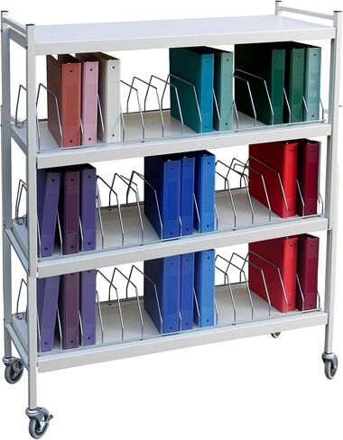 Omnimed Multi-Tier Mobile Chart Rack with Binders, Steel Frame, Casters (Light Gray, 45 Binder Capacity (2.75" Max Size)) in Saudi Arabia
