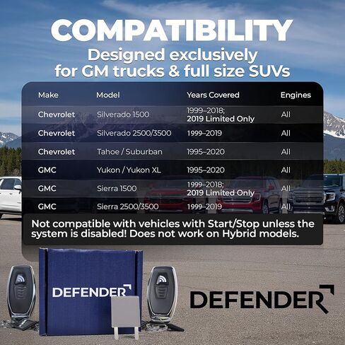 Defender Anti-Theft Intelligent Kill Switch Immobilizer for GM Trucks ('99-'18) Silverado/Sierra 1500 & 2500/3500, & SUVs ('95-'20) Suburban/Tahoe/Yukon - Remote-Controlled Engine Disabler in Saudi Arabia
