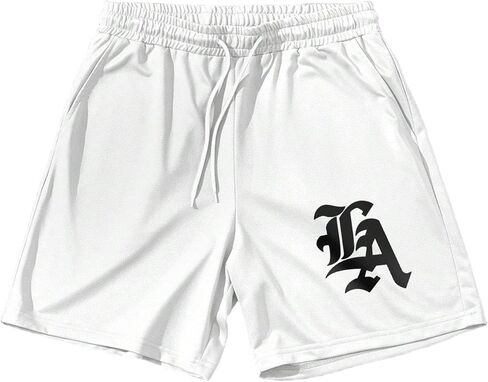 QJQ Men's Graphic Shorts Drawstring High Waist Basketball Athletic Gym Y2k Shorts with Pockets Streetwear in Saudi Arabia