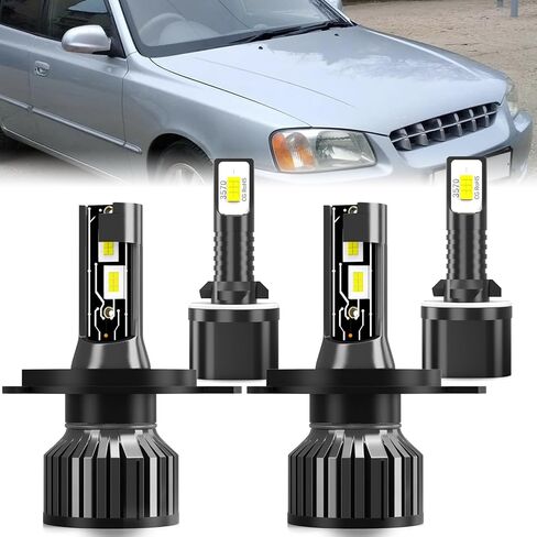 مناسب لمصابيح الإضاءة Hyundai Tucson 2005-2013، مجموعة مصابيح الضباب ذات الشعاع العالي/المنخفض، التوصيل والتشغيل، 4 قطع in Kuwait