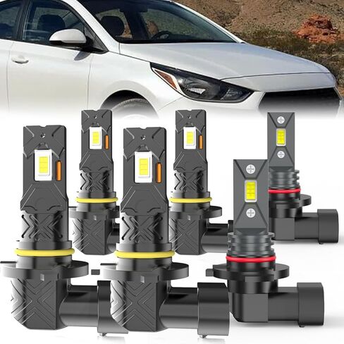 مناسب لمصابيح الإضاءة Hyundai Tucson 2005-2013، مجموعة مصابيح الضباب ذات الشعاع العالي/المنخفض، التوصيل والتشغيل، 4 قطع in Kuwait
