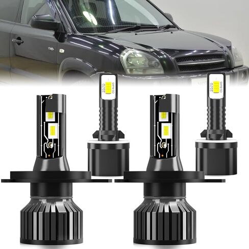 مناسب لمصابيح الإضاءة Hyundai Tucson 2005-2013، مجموعة مصابيح الضباب ذات الشعاع العالي/المنخفض، التوصيل والتشغيل، 4 قطع in Kuwait