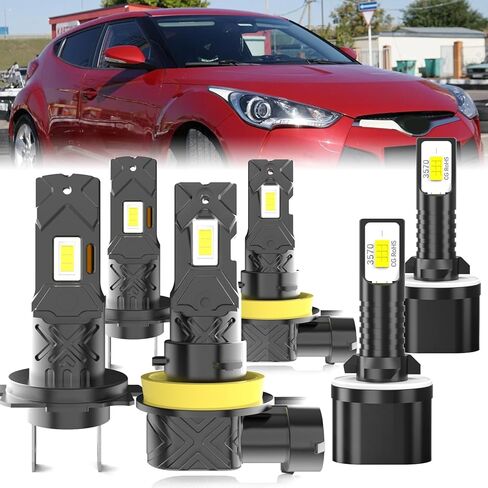 مناسب لمصابيح الإضاءة Hyundai Tucson 2005-2013، مجموعة مصابيح الضباب ذات الشعاع العالي/المنخفض، التوصيل والتشغيل، 4 قطع in Kuwait