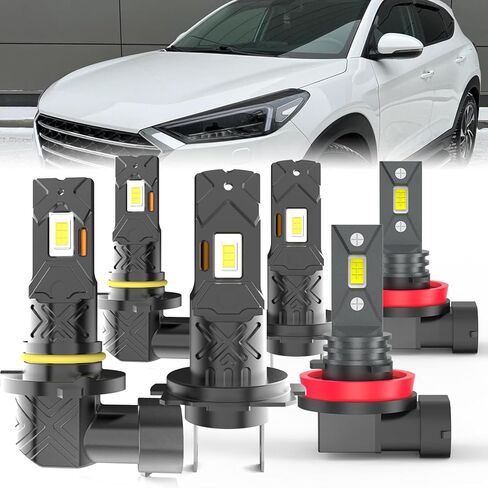 مناسب لمصابيح الإضاءة Hyundai Tucson 2005-2013، مجموعة مصابيح الضباب ذات الشعاع العالي/المنخفض، التوصيل والتشغيل، 4 قطع in Kuwait
