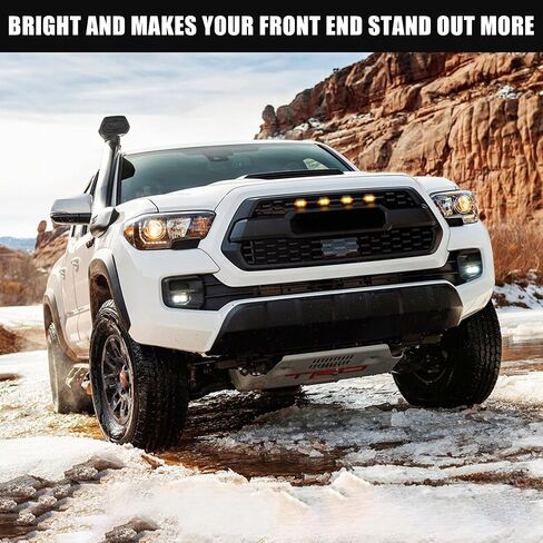 سبعة سبارتا 4 قطع أضواء LED للشواية مع محول الصمامات متوافق مع 2016-2023 Toyota Tacoma TRD Pro OEM الشبكة الأمامية (ضوء كهرماني مع غلاف أسود) in Kuwait