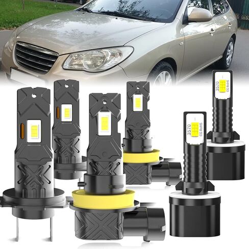 مناسب لمصابيح الإضاءة Hyundai Tucson 2005-2013، مجموعة مصابيح الضباب ذات الشعاع العالي/المنخفض، التوصيل والتشغيل، 4 قطع in Kuwait