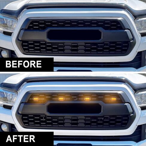 سبعة سبارتا 4 قطع أضواء LED للشواية مع محول الصمامات متوافق مع 2016-2023 Toyota Tacoma TRD Pro OEM الشبكة الأمامية (ضوء كهرماني مع غلاف أسود) in Kuwait