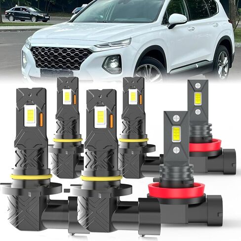 مناسب لمصابيح الإضاءة Hyundai Tucson 2005-2013، مجموعة مصابيح الضباب ذات الشعاع العالي/المنخفض، التوصيل والتشغيل، 4 قطع in Kuwait