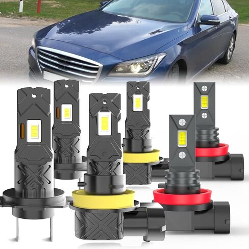 مناسب لمصابيح الإضاءة Hyundai Tucson 2005-2013، مجموعة مصابيح الضباب ذات الشعاع العالي/المنخفض، التوصيل والتشغيل، 4 قطع in Kuwait