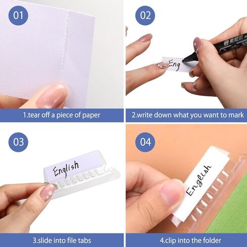 علامات تبويب مجلد الملفات 40 قطعة من ملصقات مجلد الملفات المعلقة وعلامات تبويب حفظ الملفات البلاستيكية الشفافة وإدراج الورق لتحديد سريع مع صندوق تخزين in Kuwait