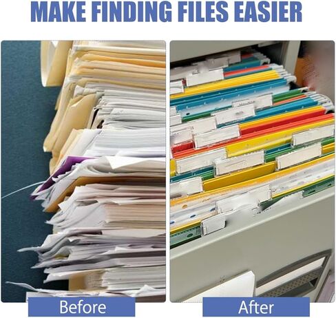 علامات تبويب مجلد الملفات 40 قطعة من ملصقات مجلد الملفات المعلقة وعلامات تبويب حفظ الملفات البلاستيكية الشفافة وإدراج الورق لتحديد سريع مع صندوق تخزين in Kuwait