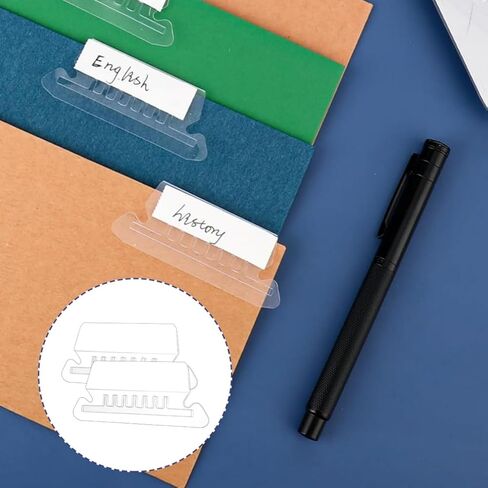 علامات تبويب مجلد الملفات 40 قطعة من ملصقات مجلد الملفات المعلقة وعلامات تبويب حفظ الملفات البلاستيكية الشفافة وإدراج الورق لتحديد سريع مع صندوق تخزين in Kuwait