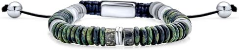 Boho Natural Gemstone Blue Turquoise Black Brown Tiger Eye Red Lime Orange Jasper Green Jade Malachite Stones Chakra Stacking Bolo Bracelet Gold Plated Stainless Steel Rondel Tube Beads Cord 7-9" in Saudi Arabia