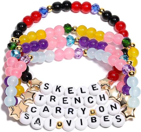 AICase for 21 pilots Merch Twenty One Pilots Gifts Inspired Bracelets 4 Pcs Stackable Stretch Beaded Friendship Bracelets Outfit Vinyl Poster Sticker Merchandise Gifts for Fans Birthday Christmas in Saudi Arabia