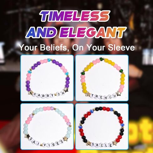 AICase for 21 pilots Merch Twenty One Pilots Gifts Inspired Bracelets 4 Pcs Stackable Stretch Beaded Friendship Bracelets Outfit Vinyl Poster Sticker Merchandise Gifts for Fans Birthday Christmas in Saudi Arabia