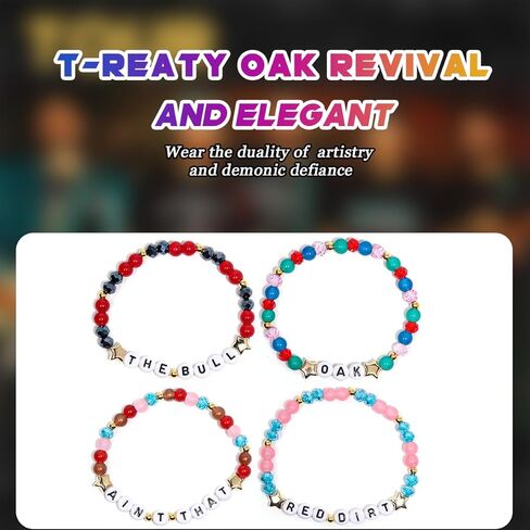 AICase for Treaty Oak Revival Merch Gifts Inspired Bracelets 4 Pcs Stackable Stretch Beaded Friendship Bracelets Shirt Outfit Vinyl Poster Sticker Merchandise Gifts for Fans Women Birthday Christmas in Saudi Arabia