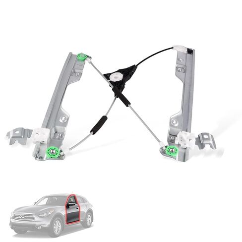 Front Left Driver Side Power Window Regulator Without Motor Compatible for 2009-2012 Infiniti FX35, 2013 FX37, 2009-2012 FX50, 2014-2017 QX70, Replacement 80721-1CA0A, 80721-1CA0B, 80721-1CA0C in Saudi Arabia
