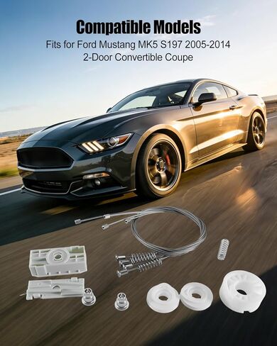 Rear Quarter Window Regulator Repair Kit Compatible with Ford Mustang MK5 S197 2-Door Convertible Coupe 2005-2014 in Kuwait