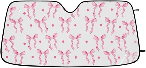 Pink Bow Ribbon Sun Visor for Car Windshield Shade, Car Shade Front Windshield, Cars Shield Sun Protector to Keep Cooler Vehicle Automotive Sunshade Interior Sun Heat and UV Protection 55 * 27.5in in Saudi Arabia