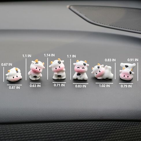 6 Pcs Mini Cows Car Accessories, Cow Print Dashboard Decorations & Rear View Mirror Ornaments, Cute Car Decor for Women Girl in Saudi Arabia