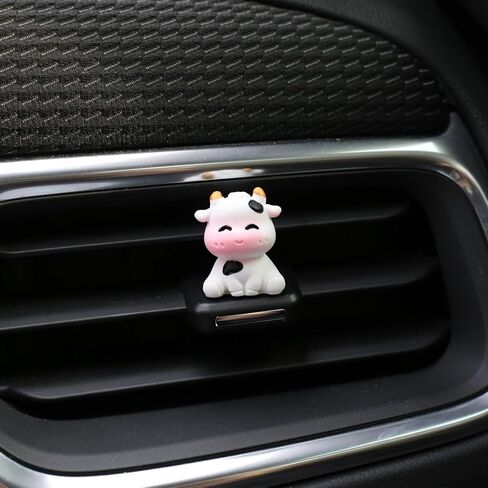 6 Pcs Mini Cows Car Accessories, Cow Print Dashboard Decorations & Rear View Mirror Ornaments, Cute Car Decor for Women Girl in Saudi Arabia