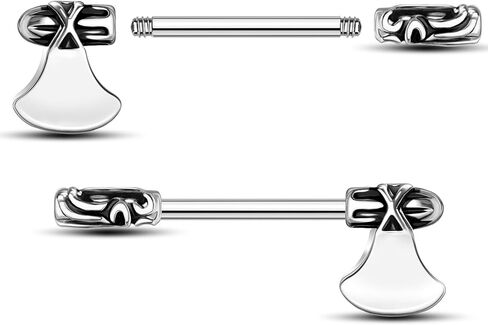 Novelty 2PCS Nipple Piercing Jewelry Hypoallergenic Surgical Steel Zircon 14G 14mm Cute Fun Screw Nipple Rings in Saudi Arabia