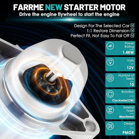 محرك بدء التشغيل 19254N مناسب لـ Dodge Dart 2013-2016 2.0L 2.4L مشغلات استبدال السيارات #56029681AA، M000T39072، M0T39072، 19254، 056029681AA، 91273551 مشغل المحرك in Saudi Arabia