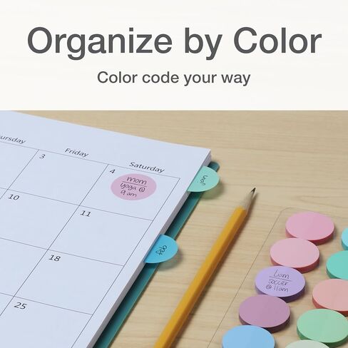 Redi-Tag Transparent Sticky Notes, 12 Pads Per Pack, Circle Sticky Notes, Round Adhesive Notes, Small Sticky Tabs for Organizing, 1 inch Diameter, 12 Pastel Colors (1016719) in Saudi Arabia