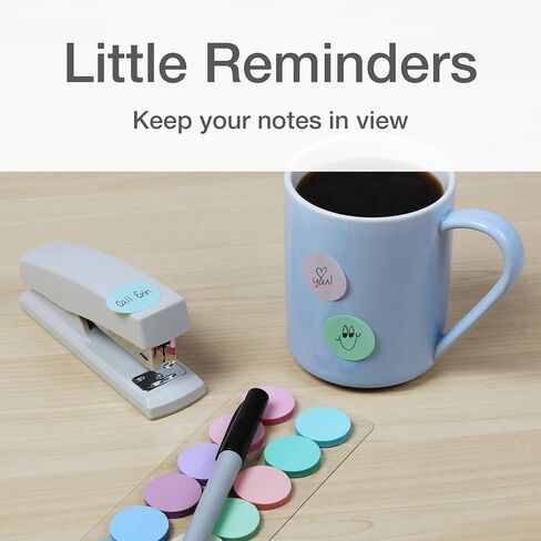 Redi-Tag Transparent Sticky Notes, 12 Pads Per Pack, Circle Sticky Notes, Round Adhesive Notes, Small Sticky Tabs for Organizing, 1 inch Diameter, 12 Pastel Colors (1016719) in Saudi Arabia