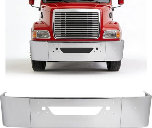 المصد الأمامي متوافق مع 1997 والأحدث International Harvester 9100 9200 9400 9100i 9200i 9400i مع فتحات لوحة الترخيص، فتحة تهوية، خطاف سحب مقطوع من الكروم الصلب الكروم 3 قطع in Saudi Arabia