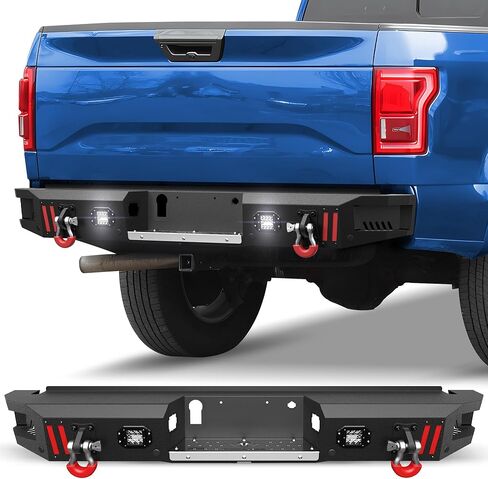 06-08 F150 المصد الخلفي بعرض كامل للطرق الوعرة مع لوحة متدرجة، مصابيح 2 × 18 واط، حلقات على شكل حرف D، أضواء لوحة الترخيص لشاحنات بيك اب فورد F150 2006-2008 in Kuwait
