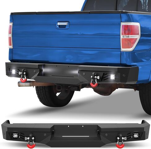 06-08 F150 المصد الخلفي بعرض كامل للطرق الوعرة مع لوحة متدرجة، مصابيح 2 × 18 واط، حلقات على شكل حرف D، أضواء لوحة الترخيص لشاحنات بيك اب فورد F150 2006-2008 in Kuwait