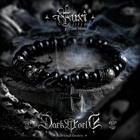 GUXI-Shadowtrace حجر السج سوار الطبيعية قسط الأسود الجزع أساور للرجال القوطية خمر مجوهرات حماية سوار الصليب الإكسسوارات هدايا للرجال فريدة من نوعها in Kuwait