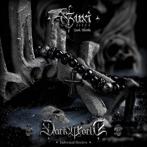 GUXI-Shadowtrace حجر السج سوار الطبيعية قسط الأسود الجزع أساور للرجال القوطية خمر مجوهرات حماية سوار الصليب الإكسسوارات هدايا للرجال فريدة من نوعها in Kuwait