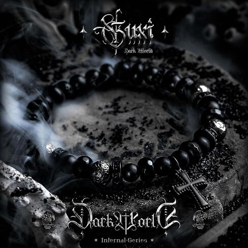 GUXI-Shadowtrace حجر السج سوار الطبيعية قسط الأسود الجزع أساور للرجال القوطية خمر مجوهرات حماية سوار الصليب الإكسسوارات هدايا للرجال فريدة من نوعها in Kuwait