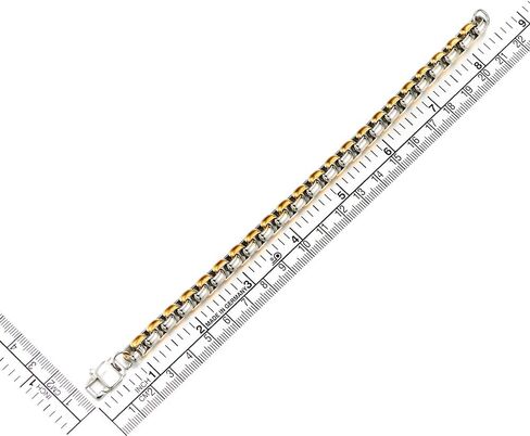 COOLSTEELANDBEYOND Men’s Stainless Steel Bracelet Gold Silver Two-Tone Rolo Chain Link Durable Fashion Jewelry Gift in Saudi Arabia
