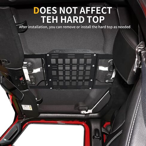 Hard Top Roof Rack Molle Panel Compatible with Jeep Wrangler JL 2/4 Door Gladiator JT 2018-2026 Accessories, Front Overhead Tools Storage Bags Organizer, No Drilling, Black, Not for Soft-Top in Saudi Arabia