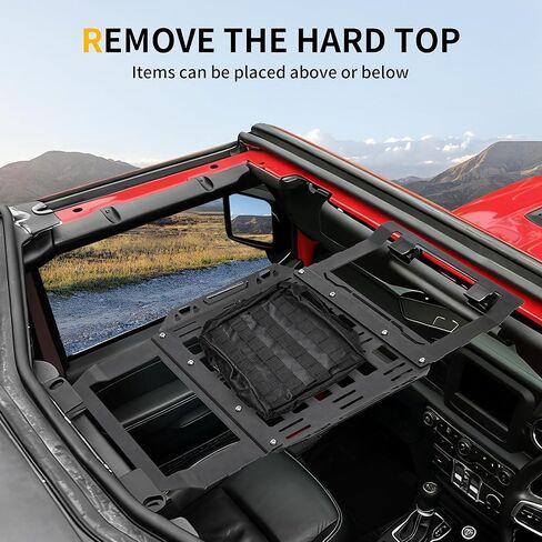 Hard Top Roof Rack Molle Panel Compatible with Jeep Wrangler JL 2/4 Door Gladiator JT 2018-2026 Accessories, Front Overhead Tools Storage Bags Organizer, No Drilling, Black, Not for Soft-Top in Saudi Arabia