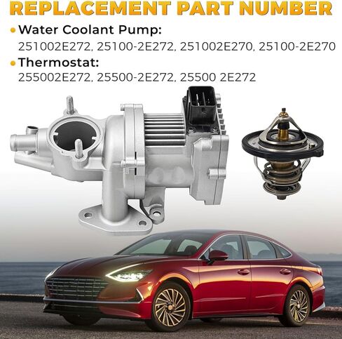 251002E272 Water Coolant Pump Thermostat Assembly compatible with Kia Optima Hybrid 2.0L fits for Hyundai Sonata Hybrid 2.0L 2016-2020 Engine Water Coolant Pump Thermostat Set Replace# 251002E270 in Kuwait
