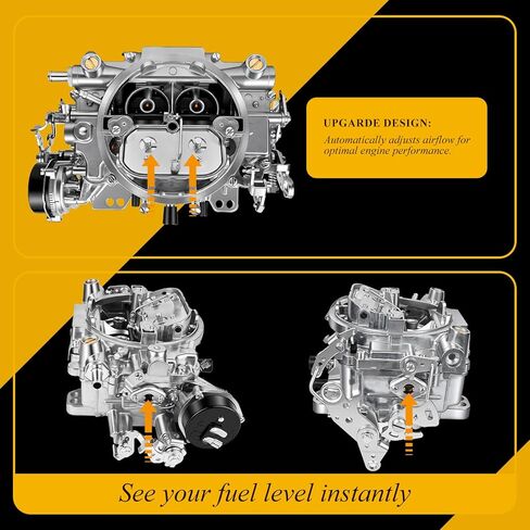 1406 Carburetor Replacement for Performer 600 CFM 4 Barrel Carburetor Square Bore AFB-style Air Valve Secondary Silverado Corvette Mustang Mercury GMC Pickup Truck Carb (Electric Choke) in Saudi Arabia