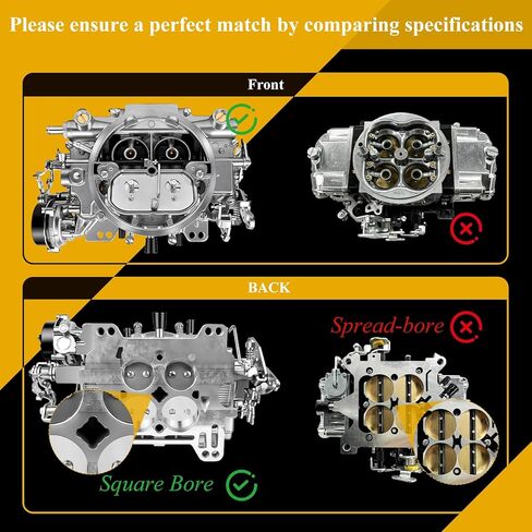 1406 Carburetor Replacement for Performer 600 CFM 4 Barrel Carburetor Square Bore AFB-style Air Valve Secondary Silverado Corvette Mustang Mercury GMC Pickup Truck Carb (Electric Choke) in Saudi Arabia