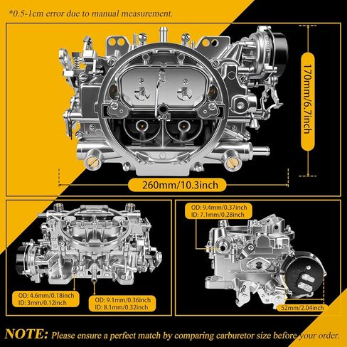 1406 Carburetor Replacement for Performer 600 CFM 4 Barrel Carburetor Square Bore AFB-style Air Valve Secondary Silverado Corvette Mustang Mercury GMC Pickup Truck Carb (Electric Choke) in Saudi Arabia