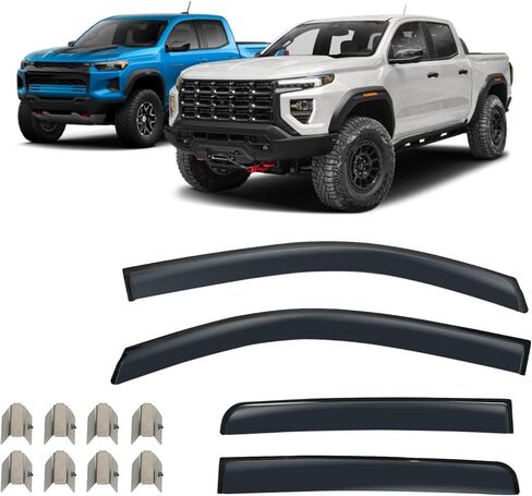 واقيات المطر لأقنعة النوافذ المتوافقة مع 2025 2026 Chevy Equinox LT/RS/Activ (ليس لـ Equinox EV)، منحرفات النوافذ بشريط على طراز OEM لأقنعة تهوية Chevy Equinox المقاومة للمطر (4 قطع/مجموعة) in Kuwait