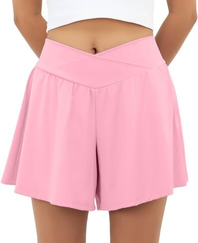 PrinStory Athletic Shorts for Women High Waisted Tennis Skorts Skirt Lightweight Workout Running Shorts with Pockets in Saudi Arabia