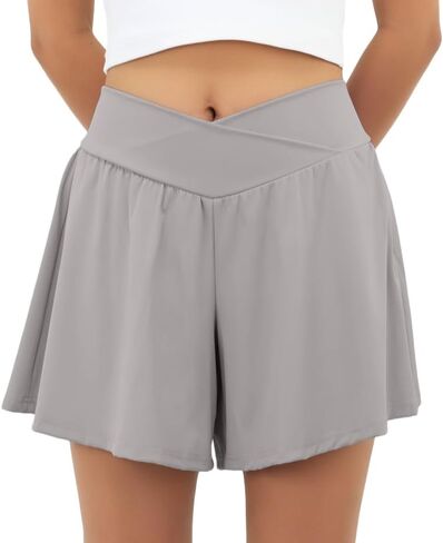 PrinStory Athletic Shorts for Women High Waisted Tennis Skorts Skirt Lightweight Workout Running Shorts with Pockets in Saudi Arabia