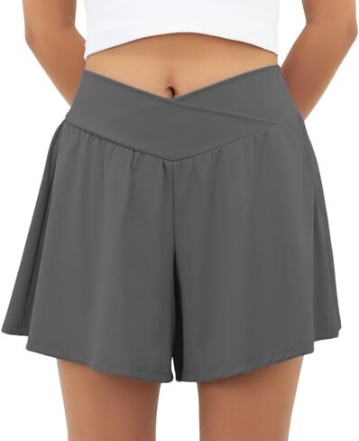 PrinStory Athletic Shorts for Women High Waisted Tennis Skorts Skirt Lightweight Workout Running Shorts with Pockets in Saudi Arabia