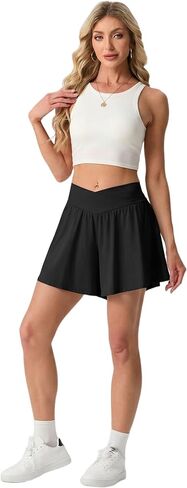 PrinStory Athletic Shorts for Women High Waisted Tennis Skorts Skirt Lightweight Workout Running Shorts with Pockets in Saudi Arabia